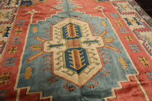 7x9 Rose, Aqua, Ivory Color Hand Knotted Turkish Sultanhan Wool Traditional Oriental Rug