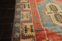 7x9 Rose, Aqua, Ivory Color Hand Knotted Turkish Sultanhan Wool Traditional Oriental Rug