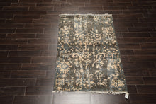 4x6 Olive, Green, Teal Color Hand Knotted Tibetan Wool Modern & Contemporary Oriental Rug
