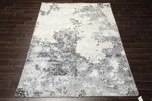 6x9 Ivory, Gray, Graphite Color Hand Knotted Sherpa Wool & Bamboo Silk Modern & Contemporary Oriental Rug