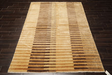 6x9 Beige, Gold, Brown Color Hand Knotted Tibetan Wool Modern & Contemporary Oriental Rug