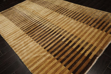 6x9 Beige, Gold, Brown Color Hand Knotted Tibetan Wool Modern & Contemporary Oriental Rug