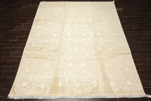 9x12 Tone on Tone Ivory, , Color Hand Knotted Tibetan Wool & Bamboo Silk Transitional Oriental Rug