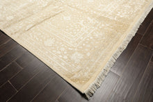 9x12 Tone on Tone Ivory, , Color Hand Knotted Tibetan Wool & Bamboo Silk Transitional Oriental Rug
