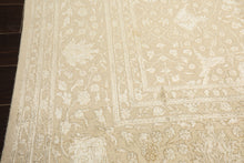 9x12 Tone on Tone Ivory, , Color Hand Knotted Tibetan Wool & Bamboo Silk Transitional Oriental Rug
