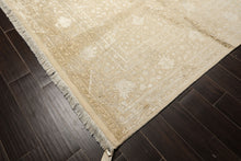 9x12 Tone on Tone Ivory, , Color Hand Knotted Tibetan Wool & Bamboo Silk Transitional Oriental Rug