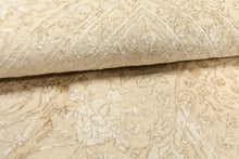 9x12 Tone on Tone Ivory, , Color Hand Knotted Tibetan Wool & Bamboo Silk Transitional Oriental Rug
