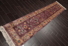 2'1''x10'  Runner Aubergine Hand-Knotted Traditional Thick Pile French Aubusson 100% Wool Oriental Area Rug