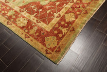 8x10 Lime, Rust, Ivory Color Hand Knotted Oushak Wool Traditional Oriental Rug