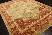 8x10 Lime, Rust, Ivory Color Hand Knotted Oushak Wool Traditional Oriental Rug