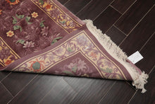 2'1''x10'  Runner Aubergine Hand-Knotted Traditional Thick Pile French Aubusson 100% Wool Oriental Area Rug