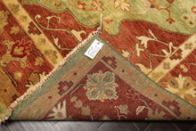 8x10 Lime, Rust, Ivory Color Hand Knotted Oushak Wool Traditional Oriental Rug