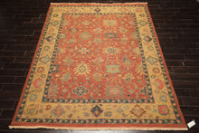 8x10 Rose, Gold, Aqua Color Hand Knotted Soumak Wool Traditional Oriental Rug