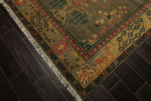 LoomBloom Multi Size Green Hand Knotted Arts & Crafts/Mission Donegal  Wool Oriental Area Rug