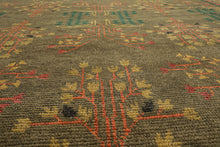 LoomBloom Multi Size Green Hand Knotted Arts & Crafts/Mission Donegal  Wool Oriental Area Rug