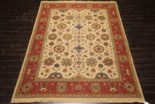 8x10 Beige, Gold, Sage Color Hand Knotted Soumak Wool Traditional Oriental Rug