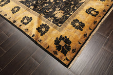 8x10 Charcoal, Gold, Tan Color Hand Knotted Oushak Wool Traditional Oriental Rug