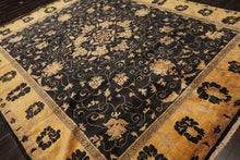 8x10 Charcoal, Gold, Tan Color Hand Knotted Oushak Wool Traditional Oriental Rug