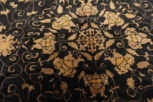 8x10 Charcoal, Gold, Tan Color Hand Knotted Oushak Wool Traditional Oriental Rug