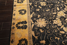 8x10 Charcoal, Gold, Tan Color Hand Knotted Oushak Wool Traditional Oriental Rug