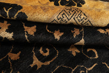 8x10 Charcoal, Gold, Tan Color Hand Knotted Oushak Wool Traditional Oriental Rug