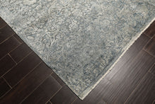 8x10 Aqua, Silver, Gray Color Hand Knotted Sherpa Wool & Bamboo Silk Modern & Contemporary Oriental Rug