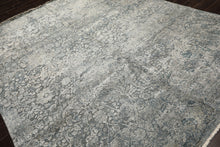 8x10 Aqua, Silver, Gray Color Hand Knotted Sherpa Wool & Bamboo Silk Modern & Contemporary Oriental Rug