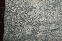 8x10 Aqua, Silver, Gray Color Hand Knotted Sherpa Wool & Bamboo Silk Modern & Contemporary Oriental Rug