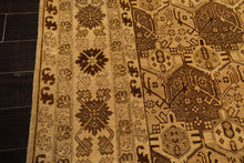 8x10 Gold, Tan, Beige Color Hand Knotted Agra Wool Transitional Oriental Rug