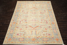 9x12 Aqua, Beige, Gold Color Hand Knotted Peshawar Wool Traditional Oriental Rug