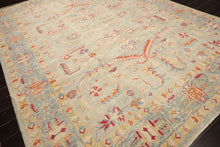 9x12 Aqua, Beige, Gold Color Hand Knotted Peshawar Wool Traditional Oriental Rug
