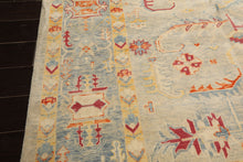 9x12 Aqua, Beige, Gold Color Hand Knotted Peshawar Wool Traditional Oriental Rug