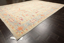 9x12 Aqua, Beige, Gold Color Hand Knotted Peshawar Wool Traditional Oriental Rug