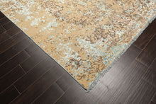8x10 Camel, Aqua, Brown Color Hand Knotted Sherpa Wool & Bamboo Silk Modern & Contemporary Oriental Rug