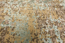 8x10 Camel, Aqua, Brown Color Hand Knotted Sherpa Wool & Bamboo Silk Modern & Contemporary Oriental Rug