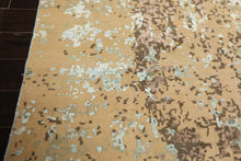 8x10 Camel, Aqua, Brown Color Hand Knotted Sherpa Wool & Bamboo Silk Modern & Contemporary Oriental Rug