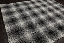 LoomBloom Multi Size Black Hand Hooked Modern & Contemporary Plaid Wool Oriental Area Rug