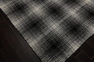 LoomBloom Multi Size Black Hand Hooked Modern & Contemporary Plaid Wool Oriental Area Rug