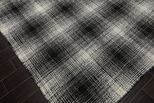LoomBloom Multi Size Black Hand Hooked Modern & Contemporary Plaid Wool Oriental Area Rug