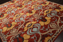 8x10 Burnt Orange, Aqua, Gray Color Hand Knotted Tibetan Wool Traditional Oriental Rug