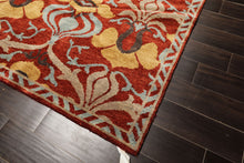 8x10 Burnt Orange, Aqua, Gray Color Hand Knotted Tibetan Wool Traditional Oriental Rug
