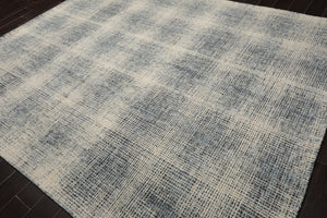 LoomBloom Multi Size Ivory Hand Hooked Modern & Contemporary Plaid Wool Oriental Area Rug