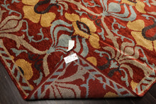 8x10 Burnt Orange, Aqua, Gray Color Hand Knotted Tibetan Wool Traditional Oriental Rug