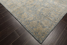 8x10 Aqua, Tan, Color Hand Loomed Tibetan Wool Transitional Oriental Rug