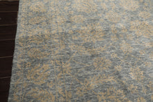 8x10 Aqua, Tan, Color Hand Loomed Tibetan Wool Transitional Oriental Rug