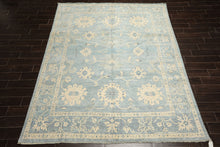 8x10 Aqua, Ivory, Celadon Color Hand Knotted Oushak Wool Traditional Oriental Rug