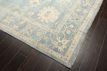 8x10 Aqua, Ivory, Celadon Color Hand Knotted Oushak Wool Traditional Oriental Rug
