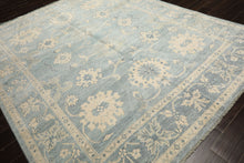 8x10 Aqua, Ivory, Celadon Color Hand Knotted Oushak Wool Traditional Oriental Rug