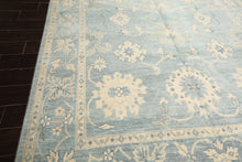 8x10 Aqua, Ivory, Celadon Color Hand Knotted Oushak Wool Traditional Oriental Rug