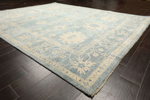 8x10 Aqua, Ivory, Celadon Color Hand Knotted Oushak Wool Traditional Oriental Rug